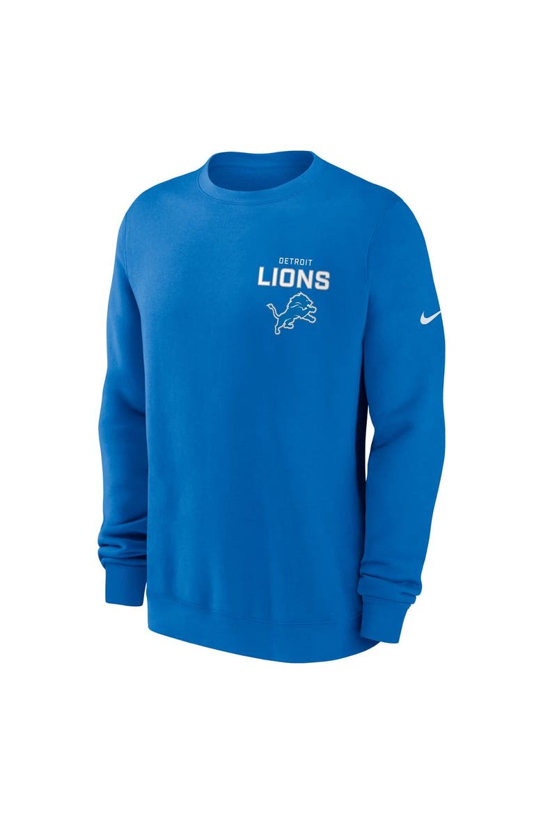 Men's Nike Blue Detroit Lions Primetime Club Fleece Pullover Sweatshirt, Alternate, color, Blue