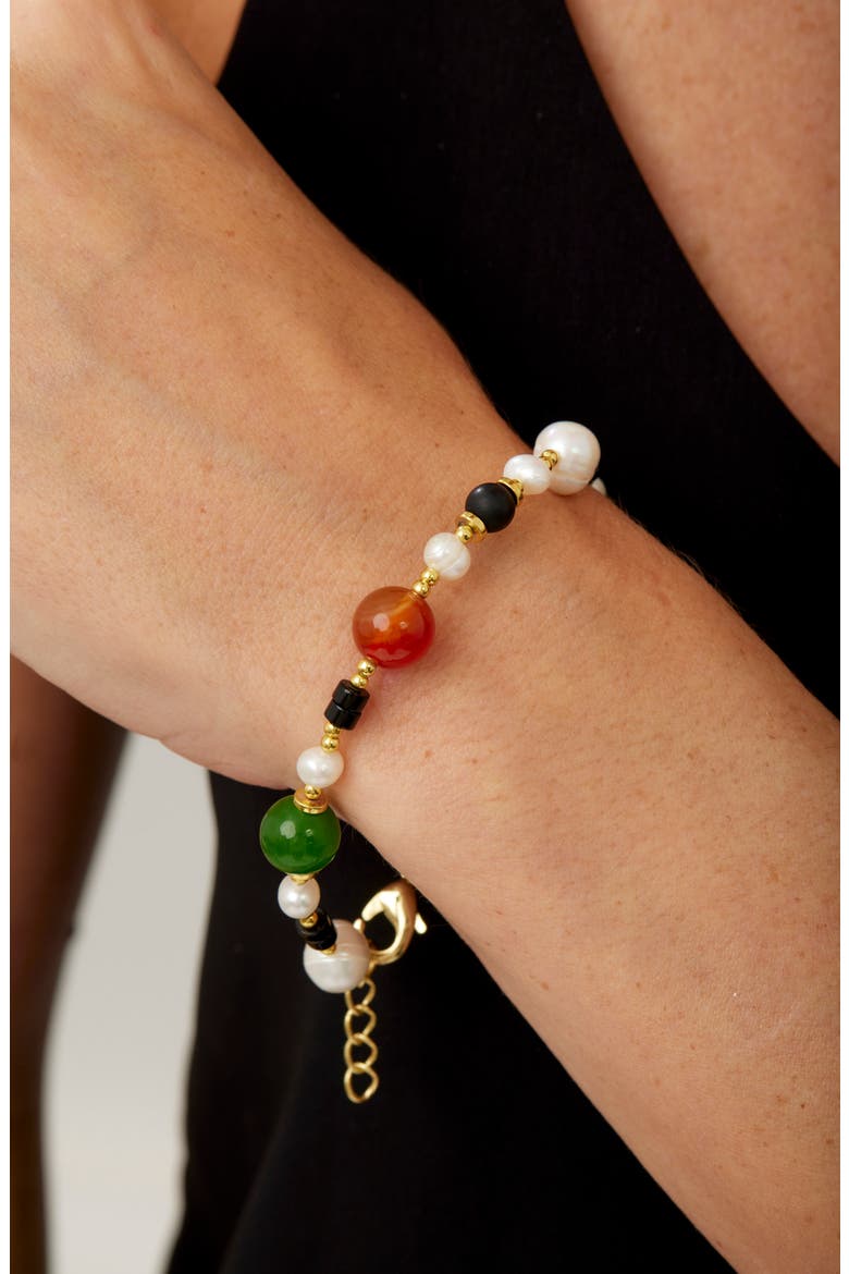 Cultured Pearl and Gemstone Bracelet, Alternate, color, MULTI COLOR