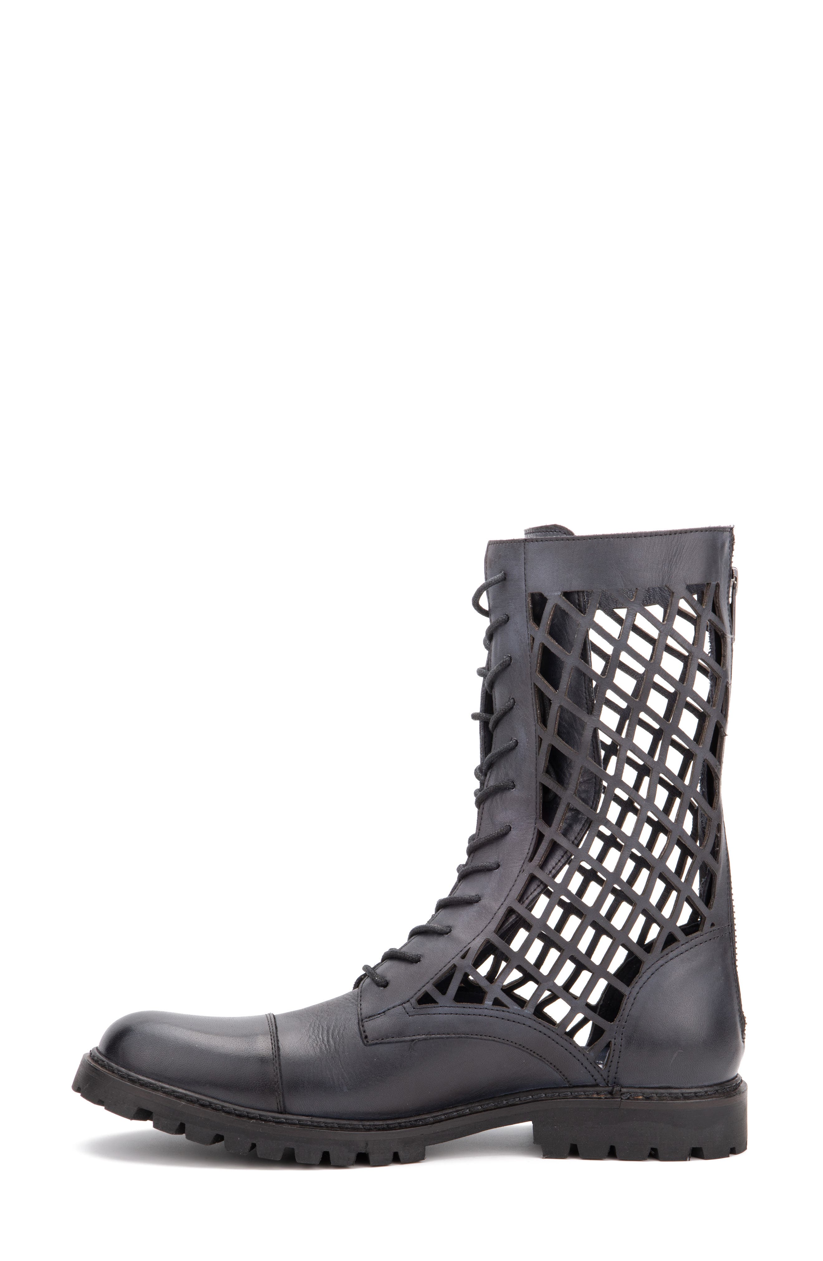 VINTAGE FOUNDRY Windsor Leather Fishnet Cutout Boot, Alternate, color, Black