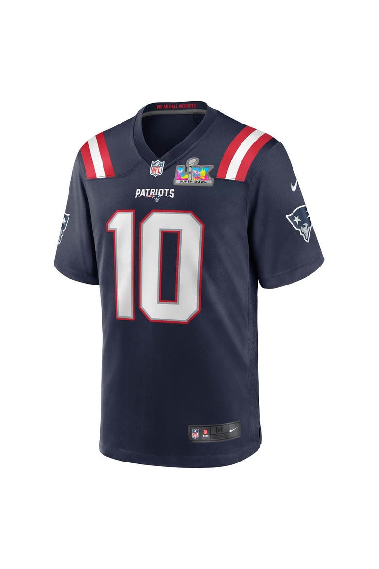 Men's Nike Drake Maye Navy New England Patriots Super Bowl LX Patch Game Jersey, Alternate, color, Navy