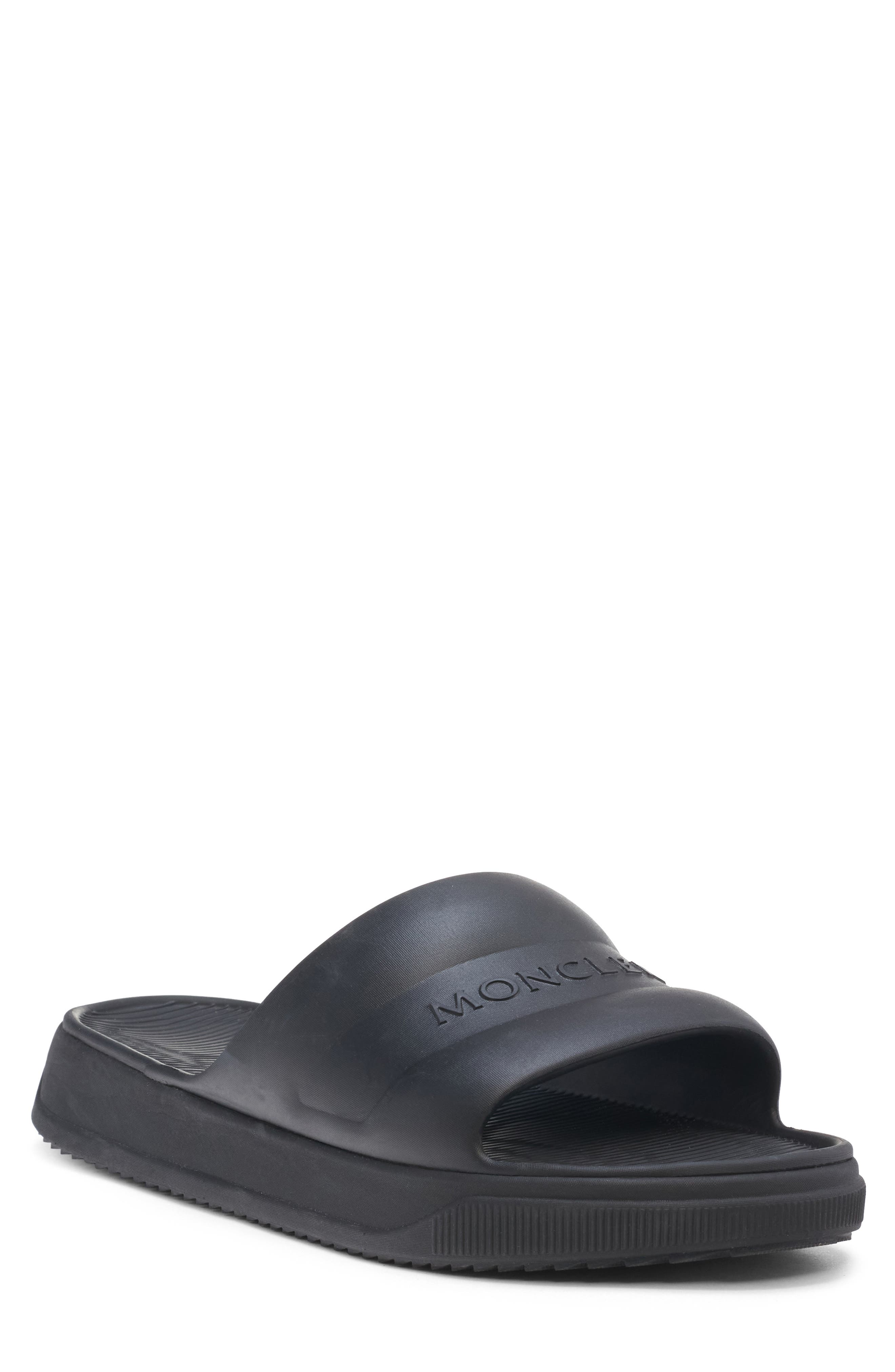 Moncler Logo Slide Sandal, Main, color, Black