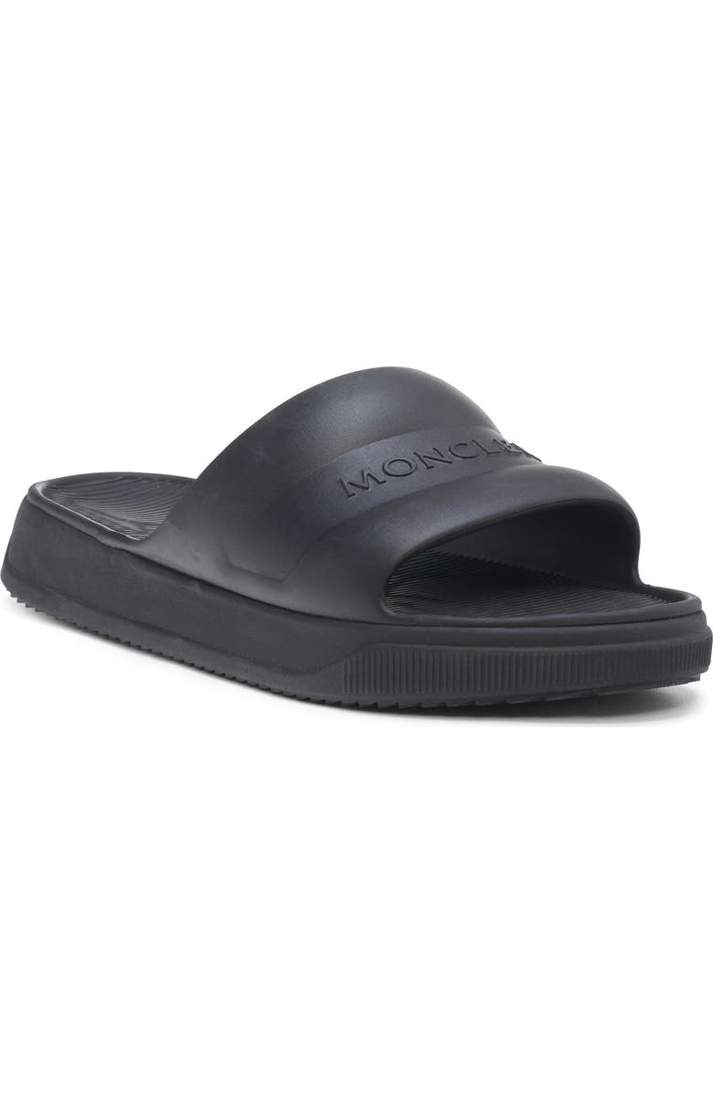 Moncler Logo Slide Sandal, Main, color, Black
