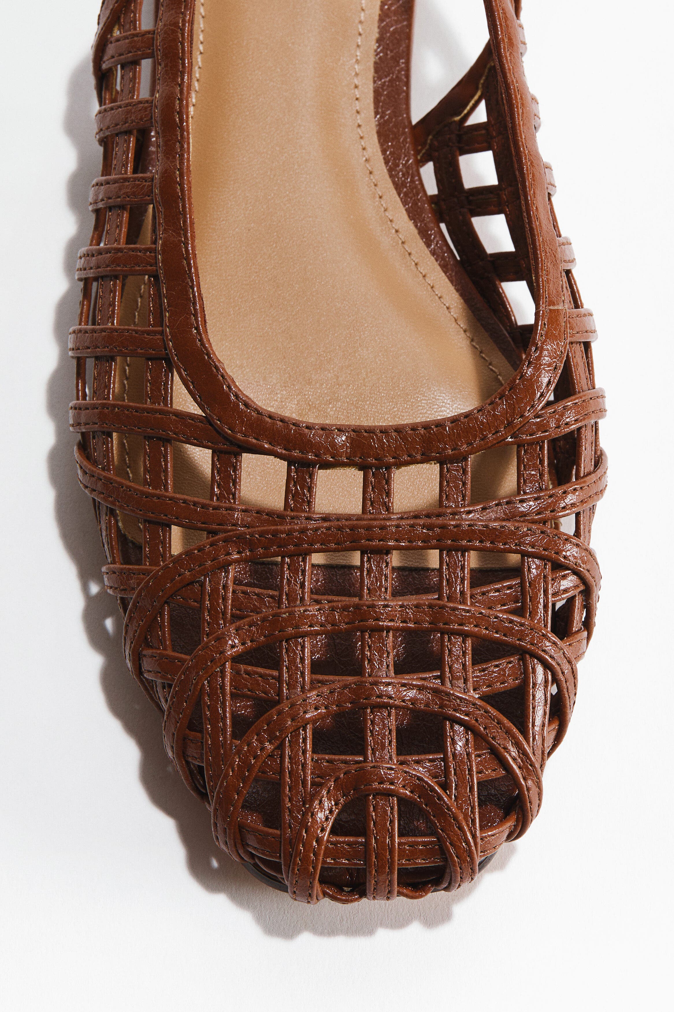 H&M Braided-look Slingbacks, Alternate, color, Brown