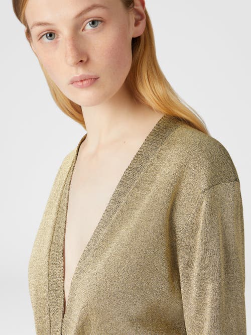 Shop Missoni Glitter-effect Viscose Cardigan With Belt In Black & Gold