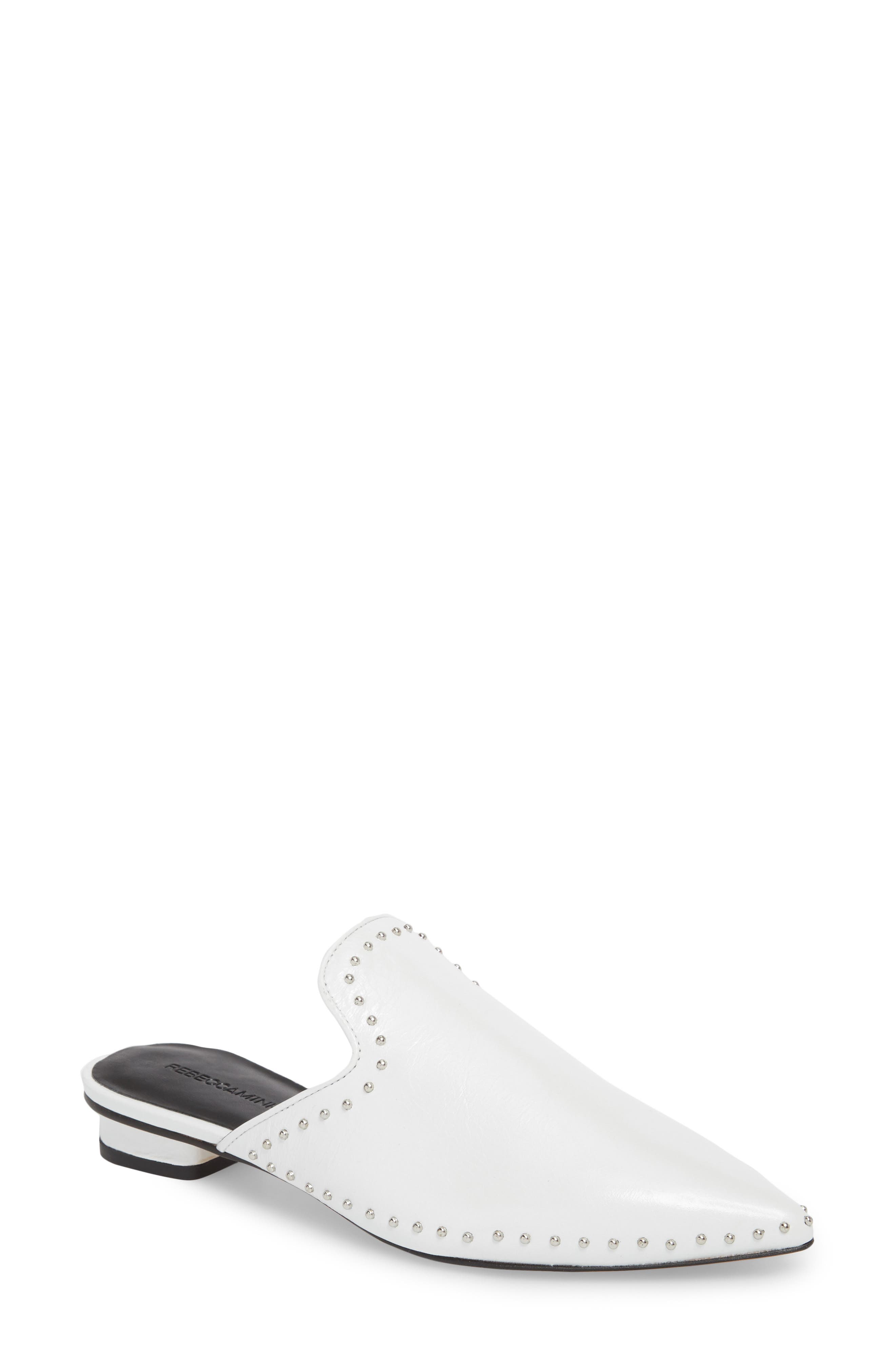 Chamille Studded Mule, Main, color, WHITE LEATHER