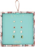 Leith Set of 4 Cubic Zirconia Geometric Stud Earrings