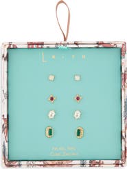 Leith Set of 4 Cubic Zirconia Geometric Stud Earrings