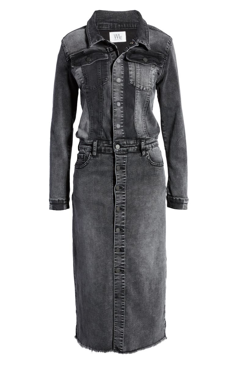 Wash Lab Denim Long Sleeve Denim Midi Dress, Alternate, color,