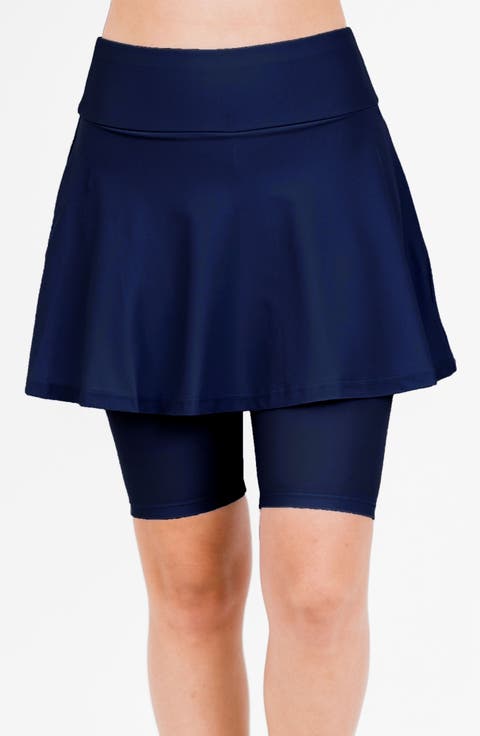 Midi Swim Skort With Bike Shorts