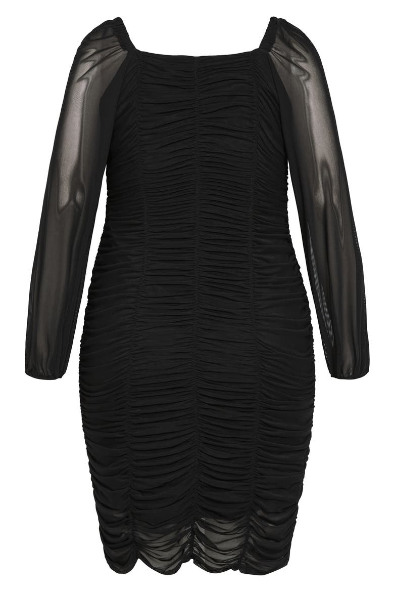Londyn Ruched Long Sleeve Body-Con Dress, Alternate, color, BLACK