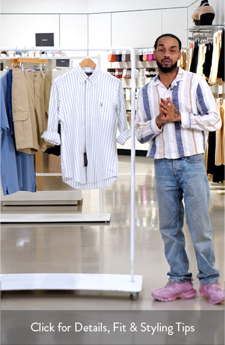 Classic Fit Stripe Cotton Button-Down Oxford Shirt, sales video thumbnail