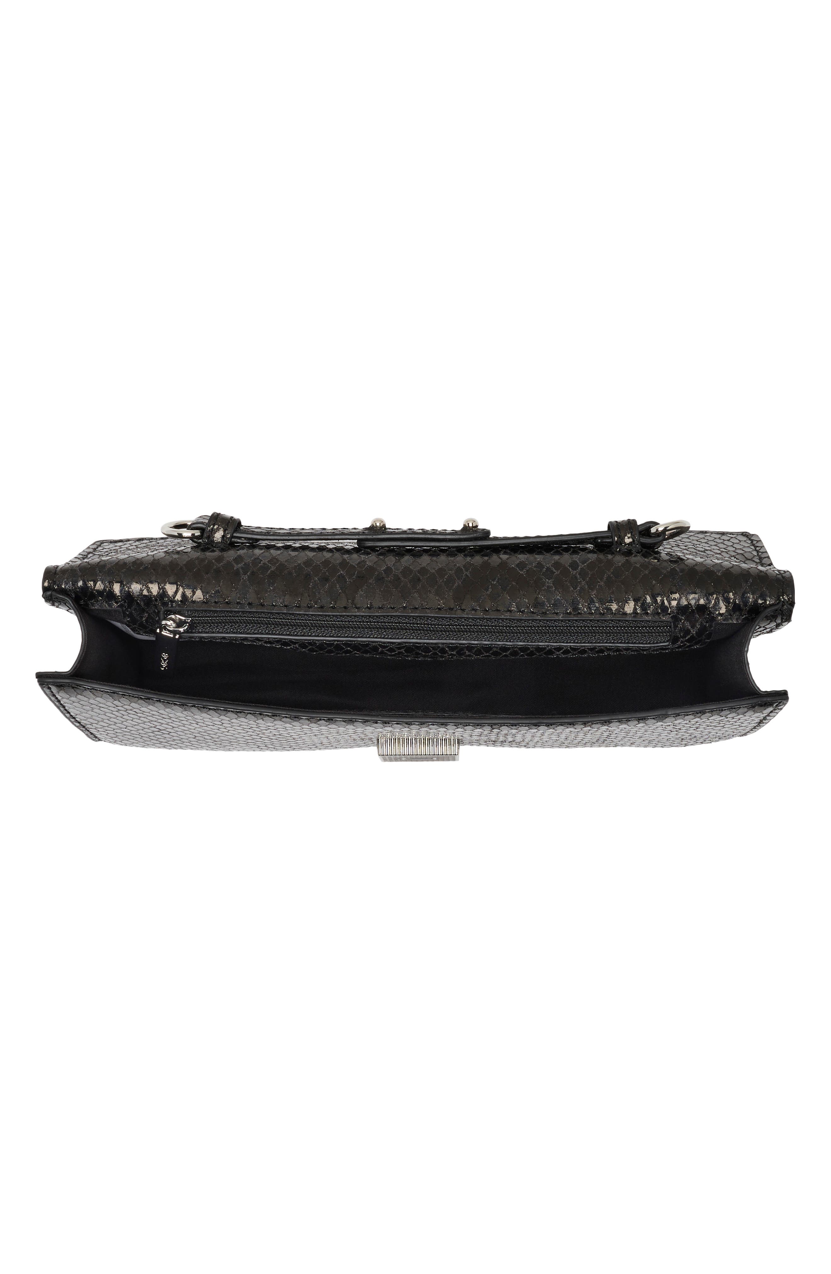Double Bar Faux Snakeskin Shoulder Clutch, Alternate, color, BLACK SNAKE