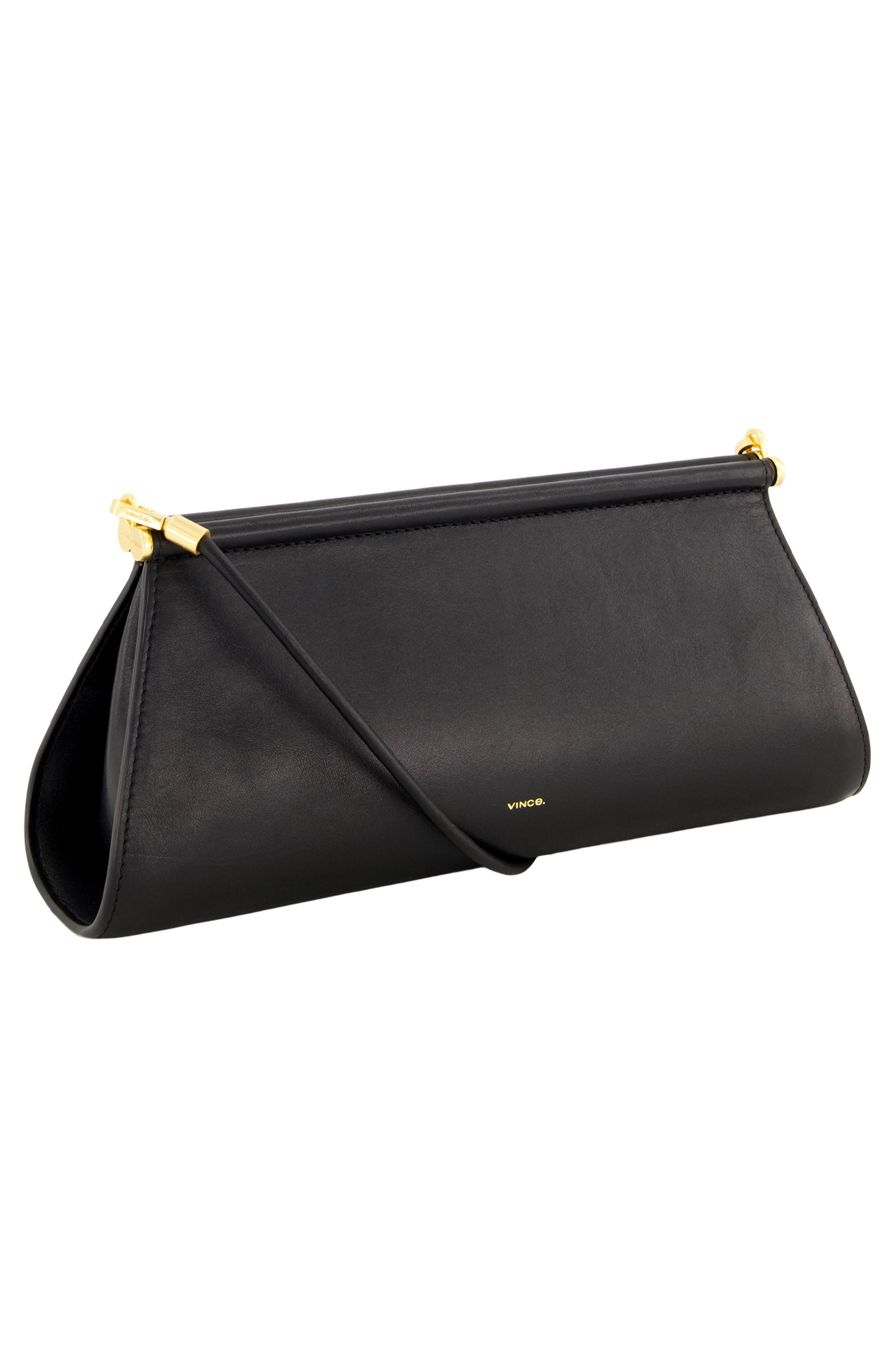 Double Bar Nappa Leather Frame Shoulder Bag, Alternate, color, BLACK