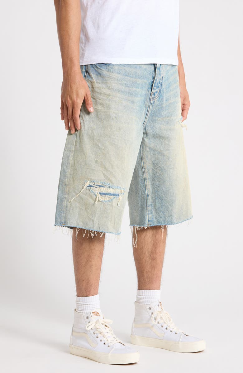 PURPLE BRAND Ripped Relaxed Fit Jean Shorts, Alternate, color, Light Indigo