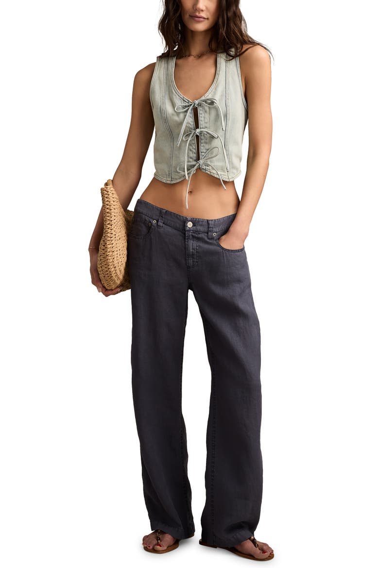 Baggy Wide Leg Linen Pants, Alternate, color, PHANTOM