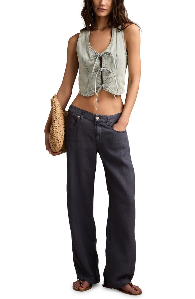 Lucky Brand Baggy Wide Leg Linen Pants, Alternate, color,