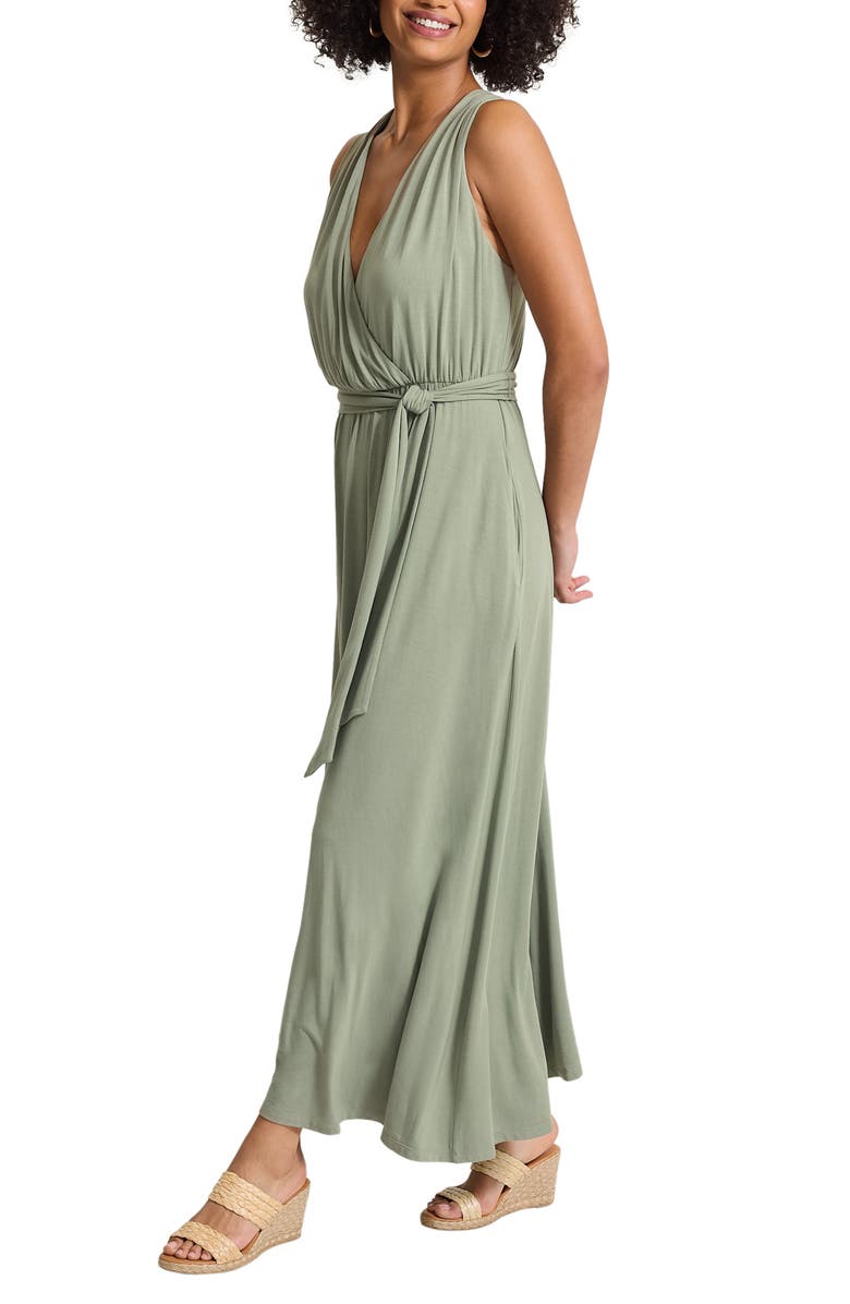 Tommy Bahama Palmabella Sleeveless Tie Waist Faux Wrap Maxi Dress, Alternate, color, Marjoram