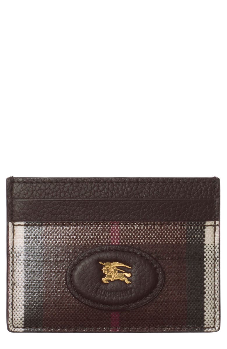Burberry Highlands Coated Canvas Card Case, Main, color, Mahogany