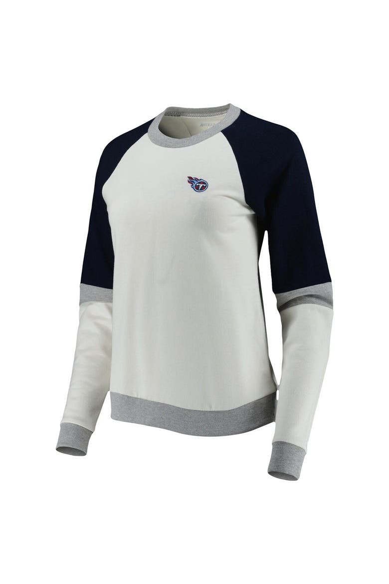 Women's Antigua Cream/Navy Tennessee Titans Avenue Raglan Pullover Sweatshirt, Alternate, color, Cream