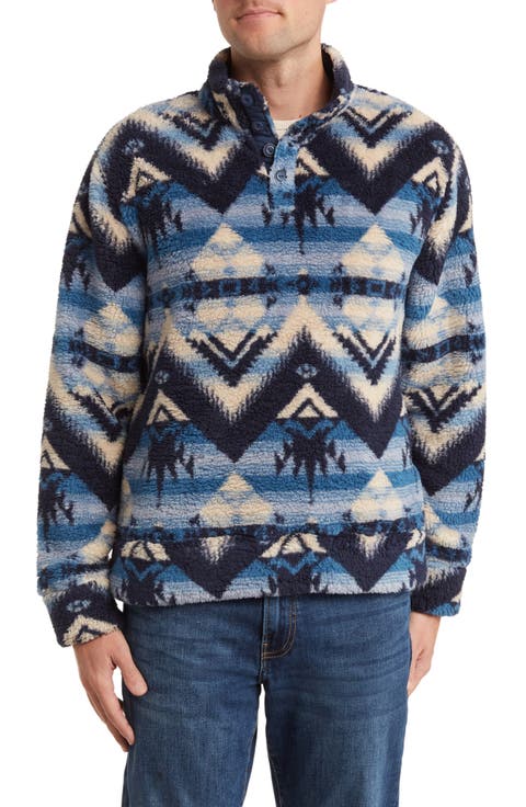 Geo Print Faux Shearling Pullover