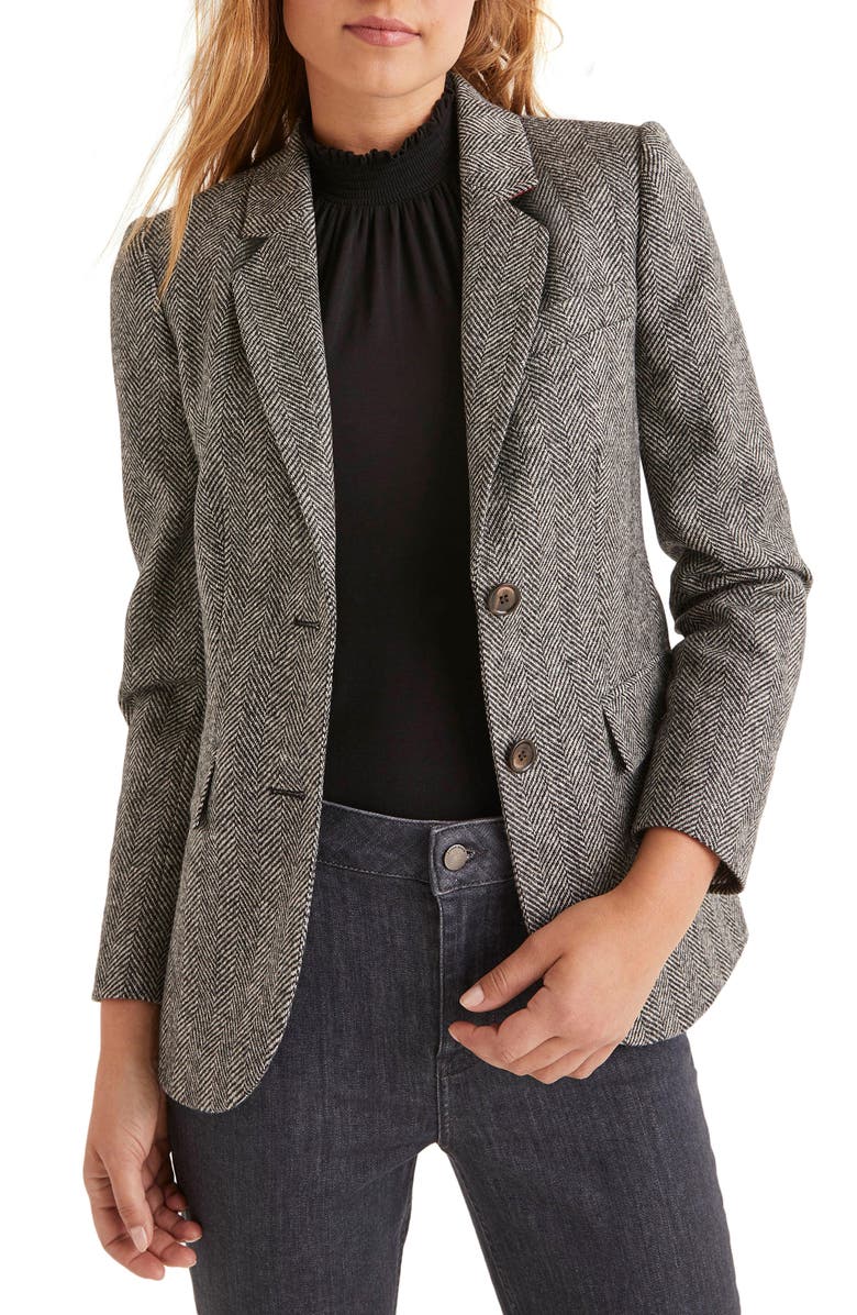 Boden Smyth Herringbone Tweed Wool Blazer, Main, color, 