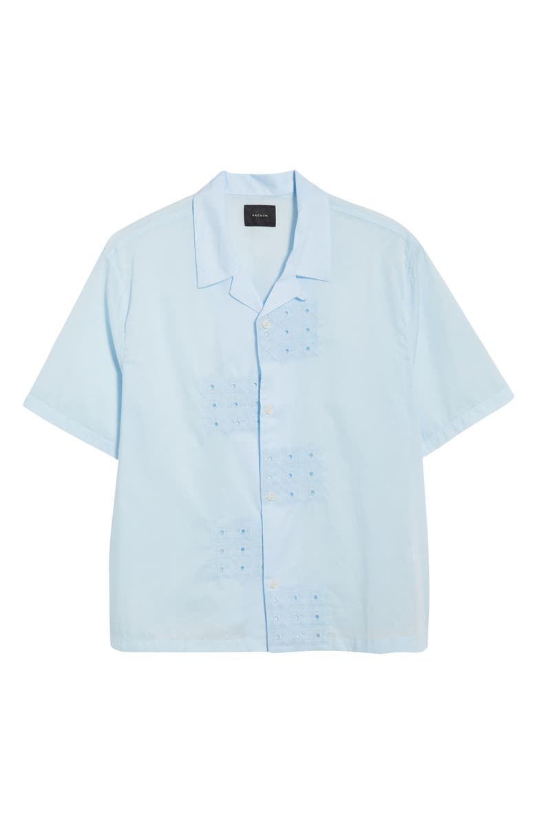 PacSun Ritz Pointelle Cotton Poplin Camp Shirt, Alternate, color, Blue