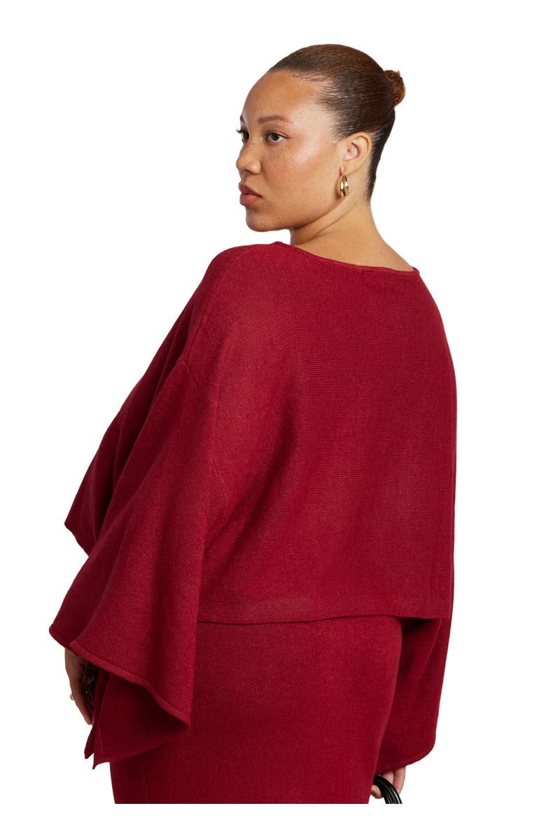 Draped Cropped Sweater, Alternate, color, RUMBA RED