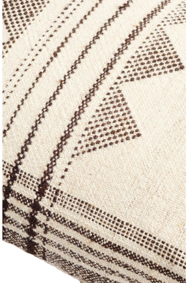 Kora White And Black Handloom Lumbar Pillow, Alternate, color, White