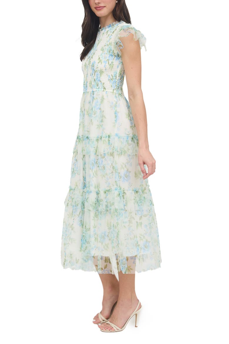 Floral Smocked Maxi Dress, Alternate, color, BLUE MULTI