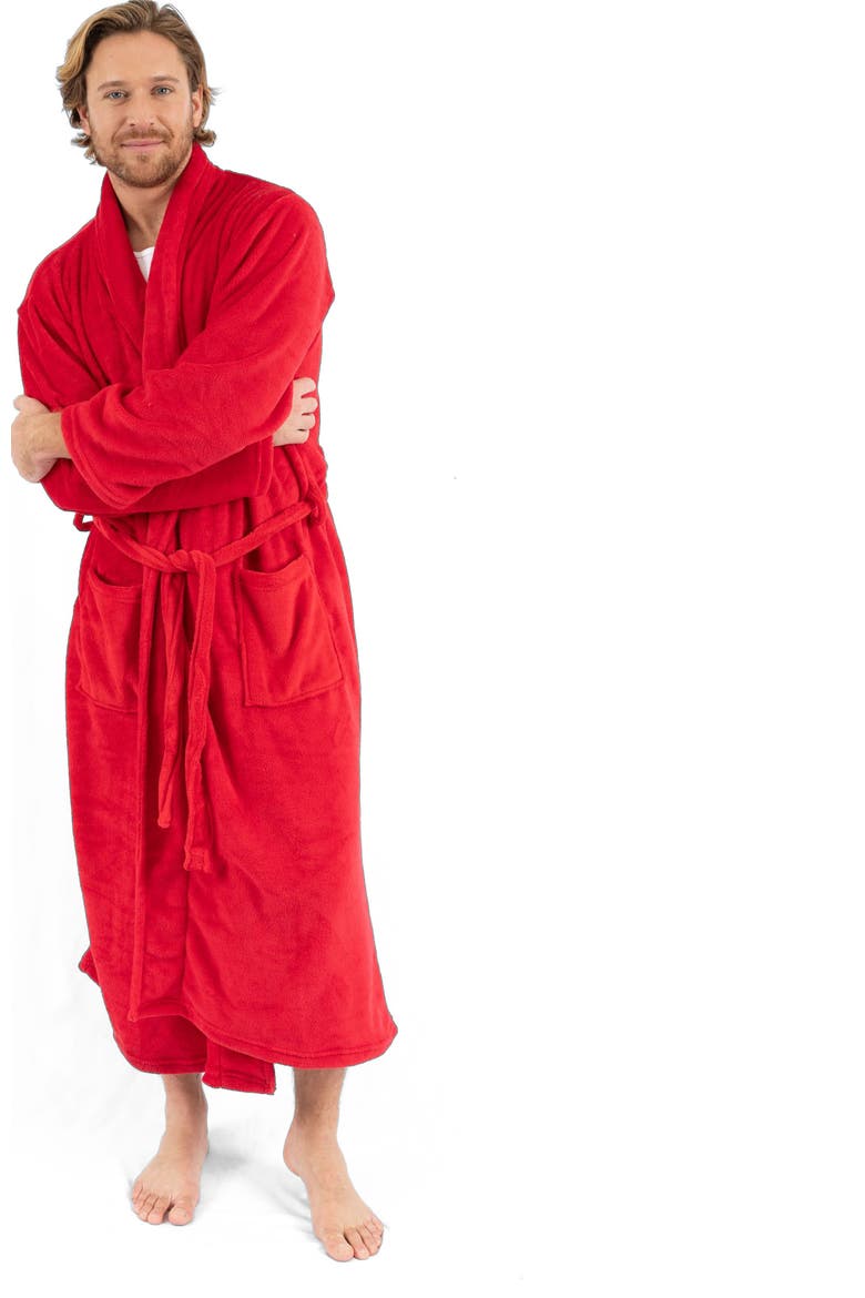 Men's Fleece Robe, Alternate, color, Red