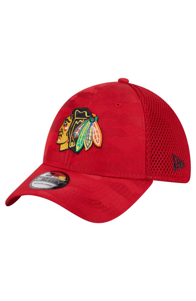 New Era Men's New Era  Red Chicago Blackhawks Active Subtle Camo 39THIRTY Flex Hat, Main, color, 