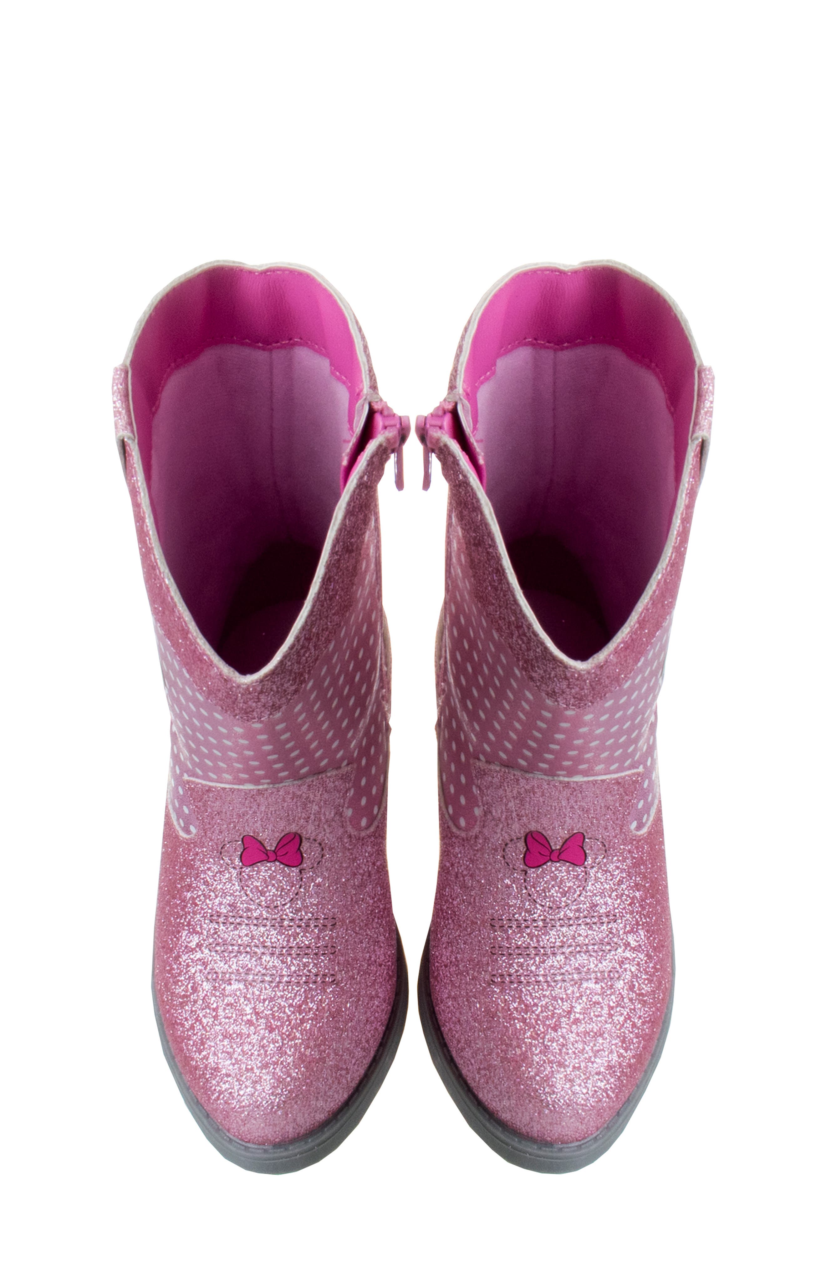 JOSMO Kids
 Disney Minnie Mouse Western Boot, Alternate, color, Pink Glitter