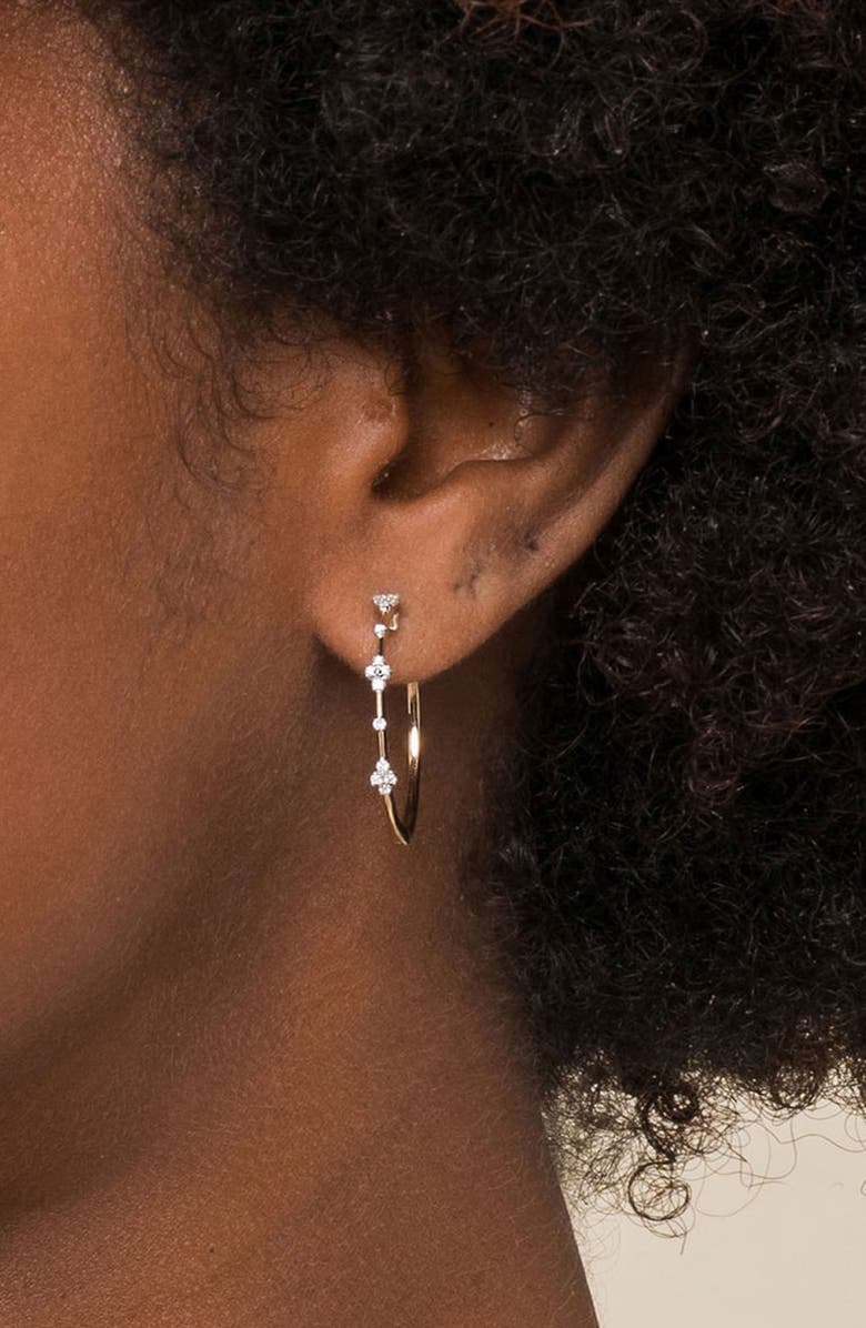 Gabriel & Co. Bujukan Classic Diamond Hoop Earrings, Alternate, color, Gold