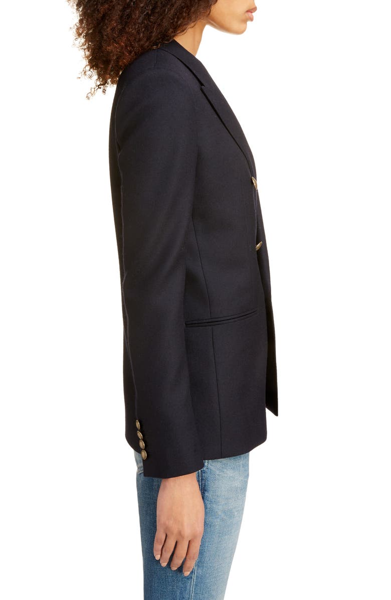 Saint Laurent Double Breasted Wool Gabardine Jacket, Alternate, color,
