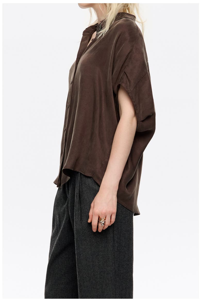 Fluid Cape Shirt, Alternate, color, DARK BROWN