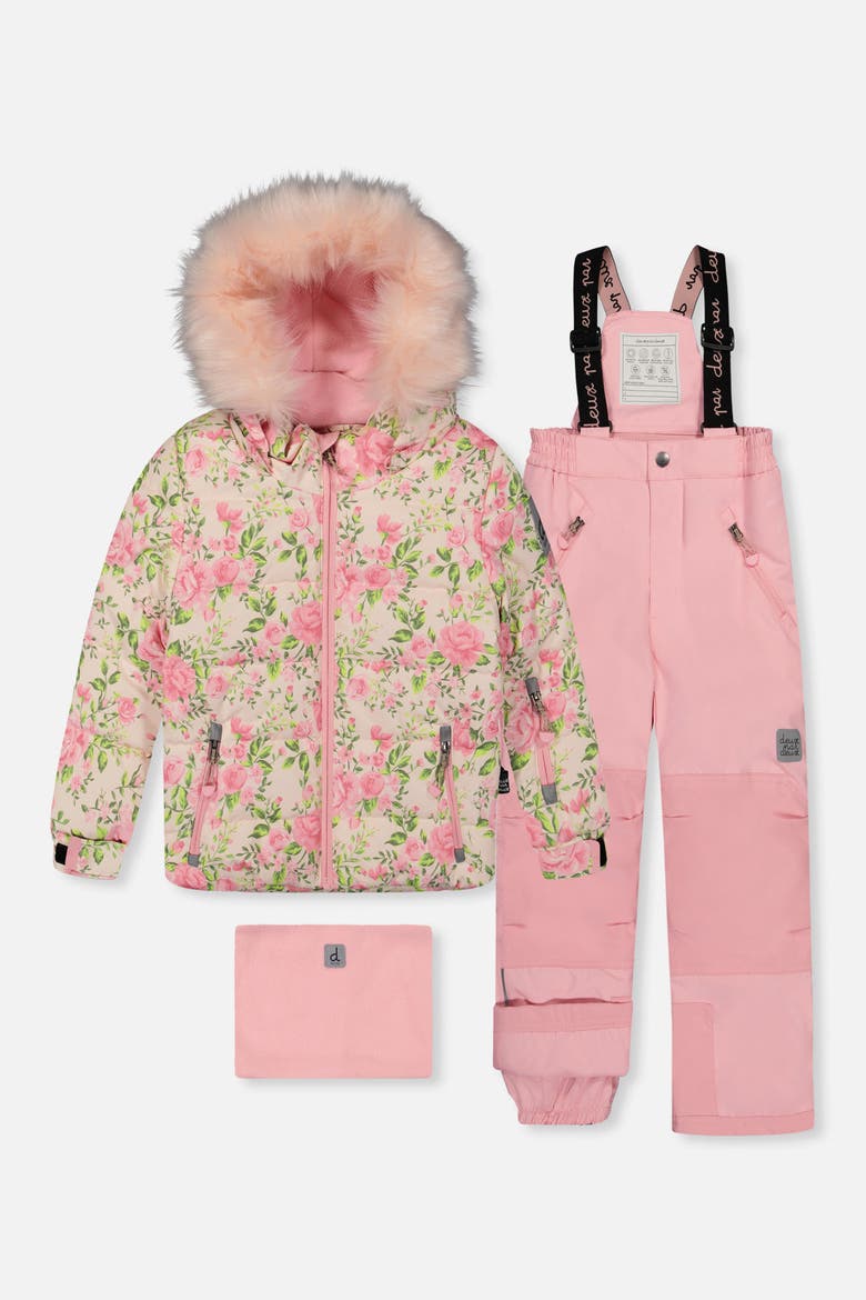 Play Mini Flower Jacket & Reinforced Pants Two Piece Snowsuit, Main, color, Pink Mini Flower Print