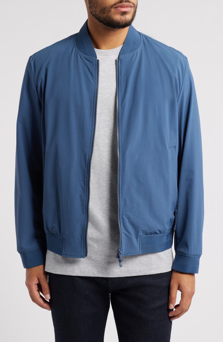 BOSS Hanry Stretch Nylon Bomber Jacket, Main, color, 