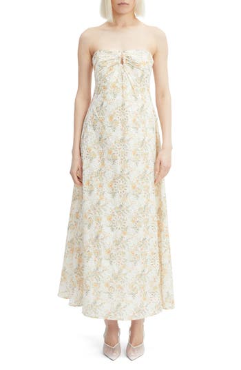 Bardot Lora Broderie Maxi Dress In Yellow