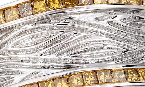 Savvy Cie Jewels Yellow Diamond Band Ring In Silver