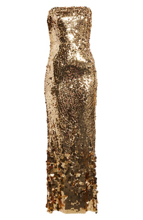 Eliza J Sequin Strapless Gown In Gold
