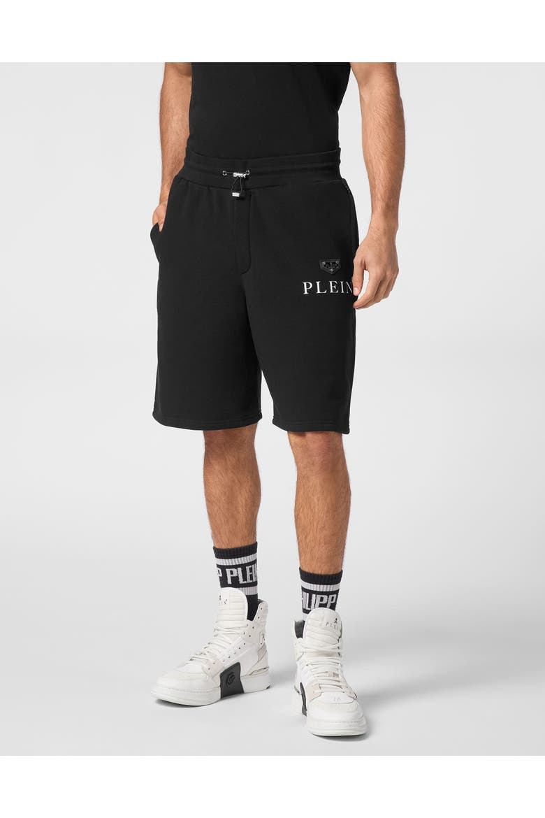 Jogging Shorts Nickel Placket Men, Main, color, black