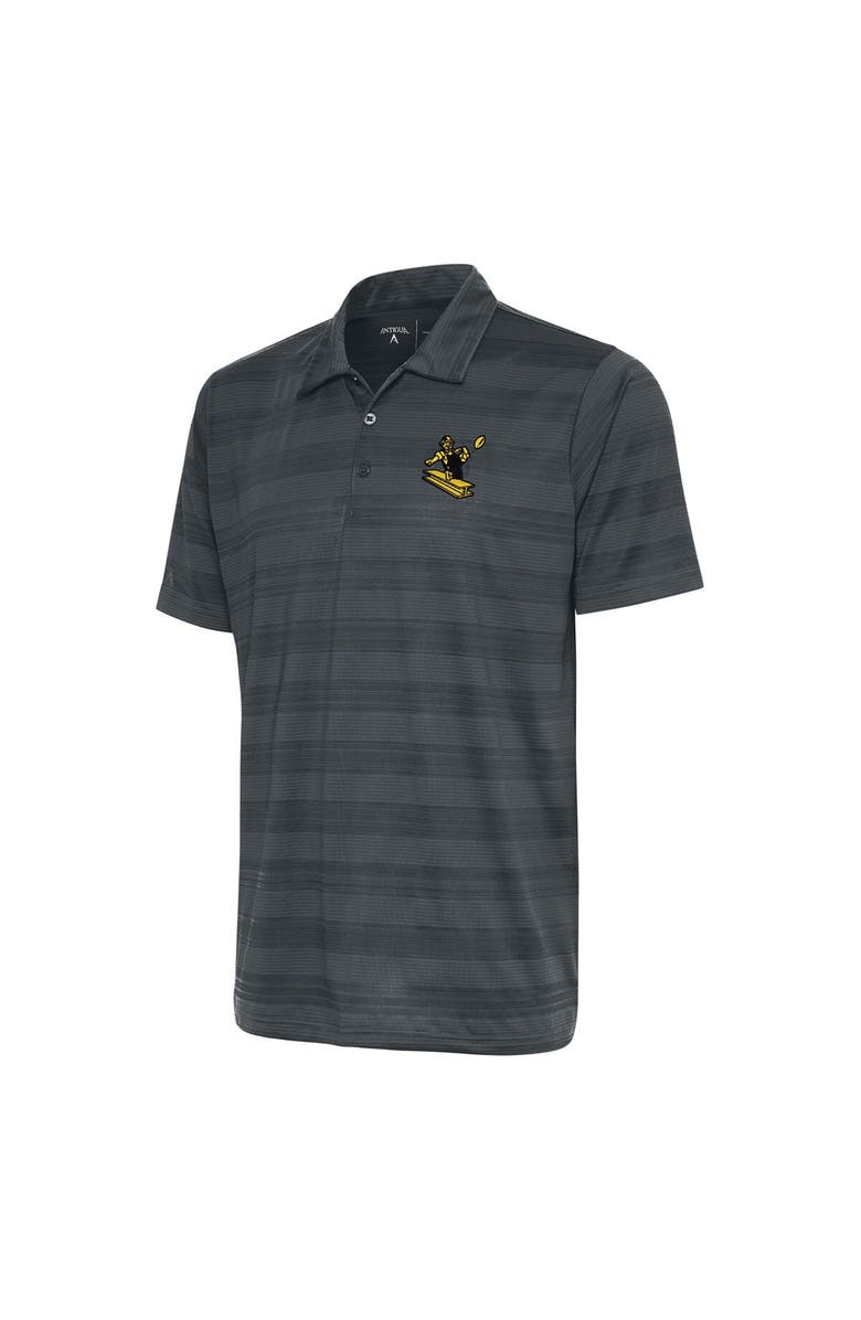 ANTIGUA Men's Antigua Charcoal Pittsburgh Steelers Team Logo Throwback Compass Polo, Alternate, color, 