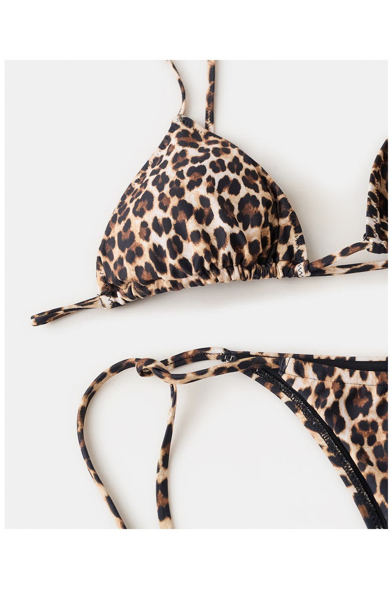 Side Tie Leopard Bikini Bottoms, Alternate, color, BROWN
