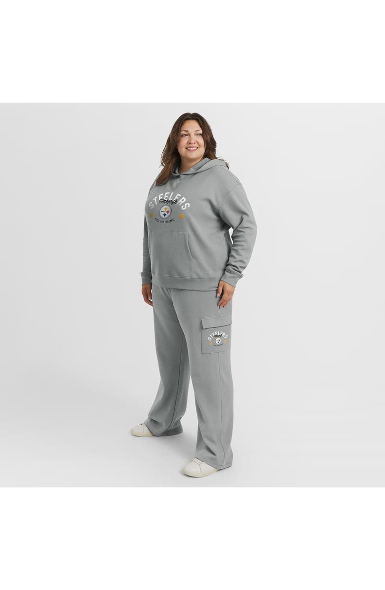 WEAR by Erin Andrews Women
s WEAR by Erin Andrews Gray Pittsburgh Steelers Plus Size Waffle-Knit Long Sleeve Hooded Shirt 
Pants Lounge Set, Alternate, color, Gray