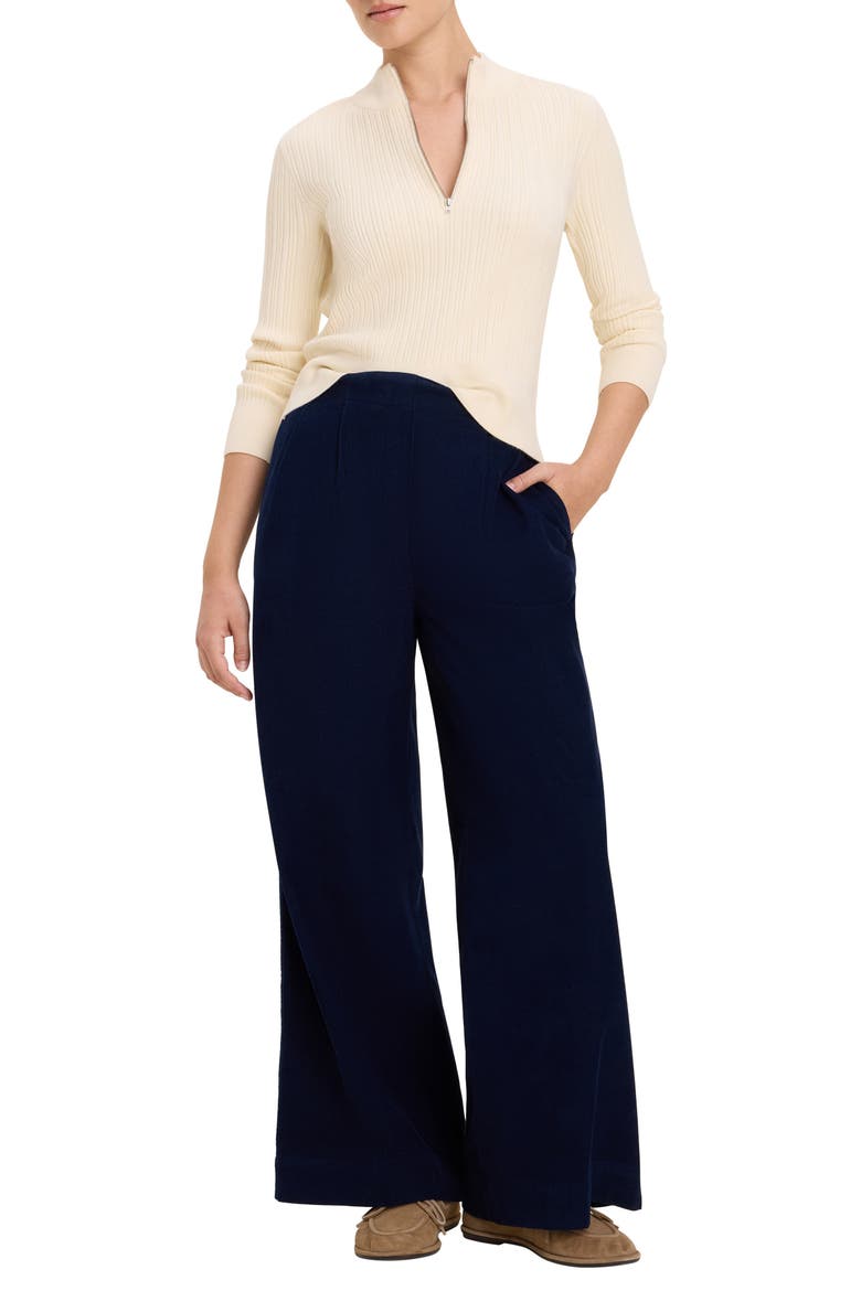 Rib Quarter Zip Pullover Sweater, Alternate, color, COCONUT