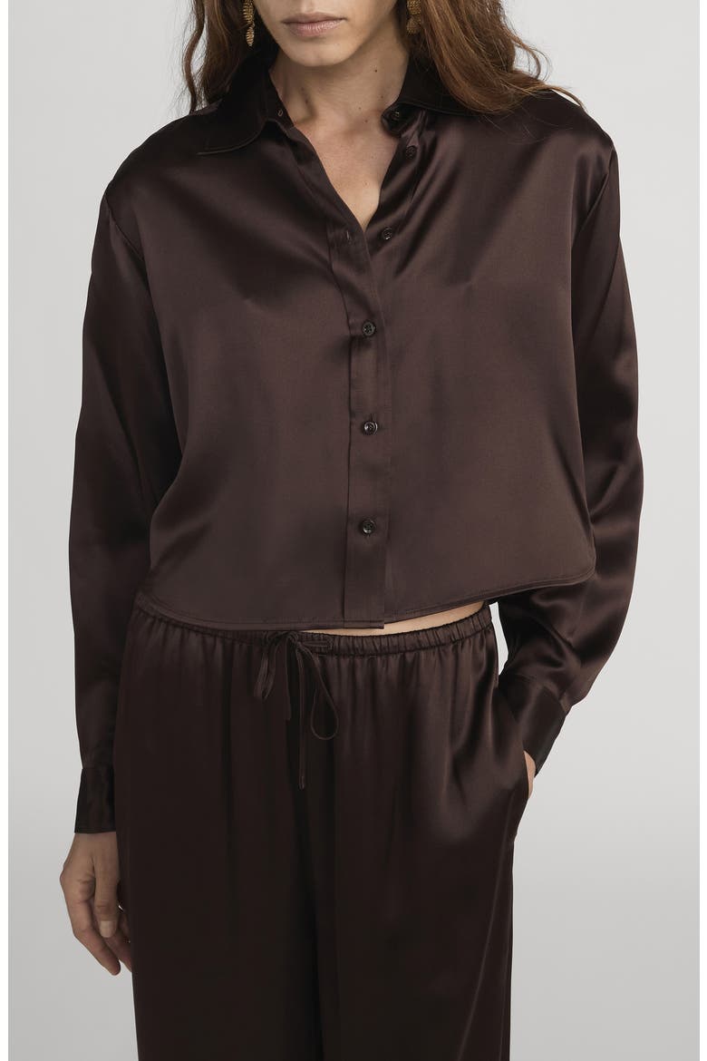 Charles Silk Button-Up Shirt, Main, color, AMERICANO