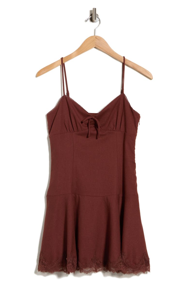 Lace Hem Cami Minidress, Main, color, BROWN