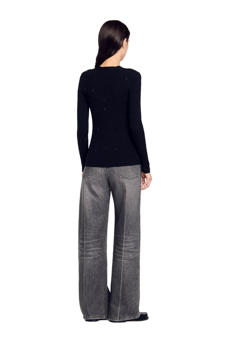 Rhinestone cardigan, Alternate, color, Black