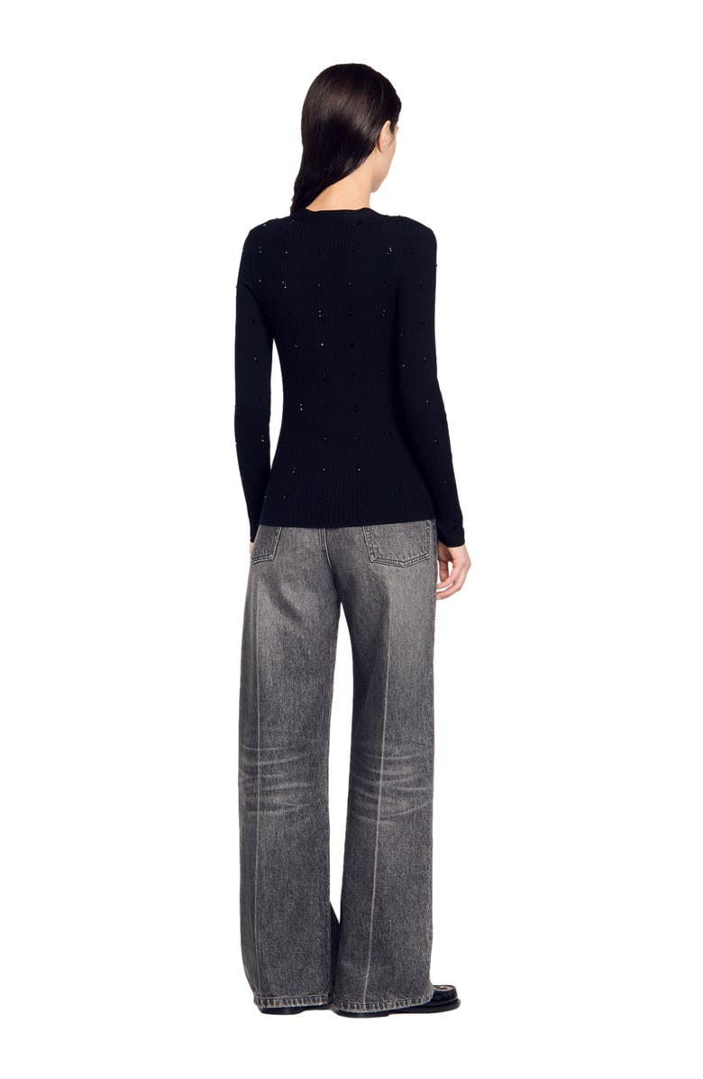 SANDRO Rhinestone cardigan, Alternate, color, 