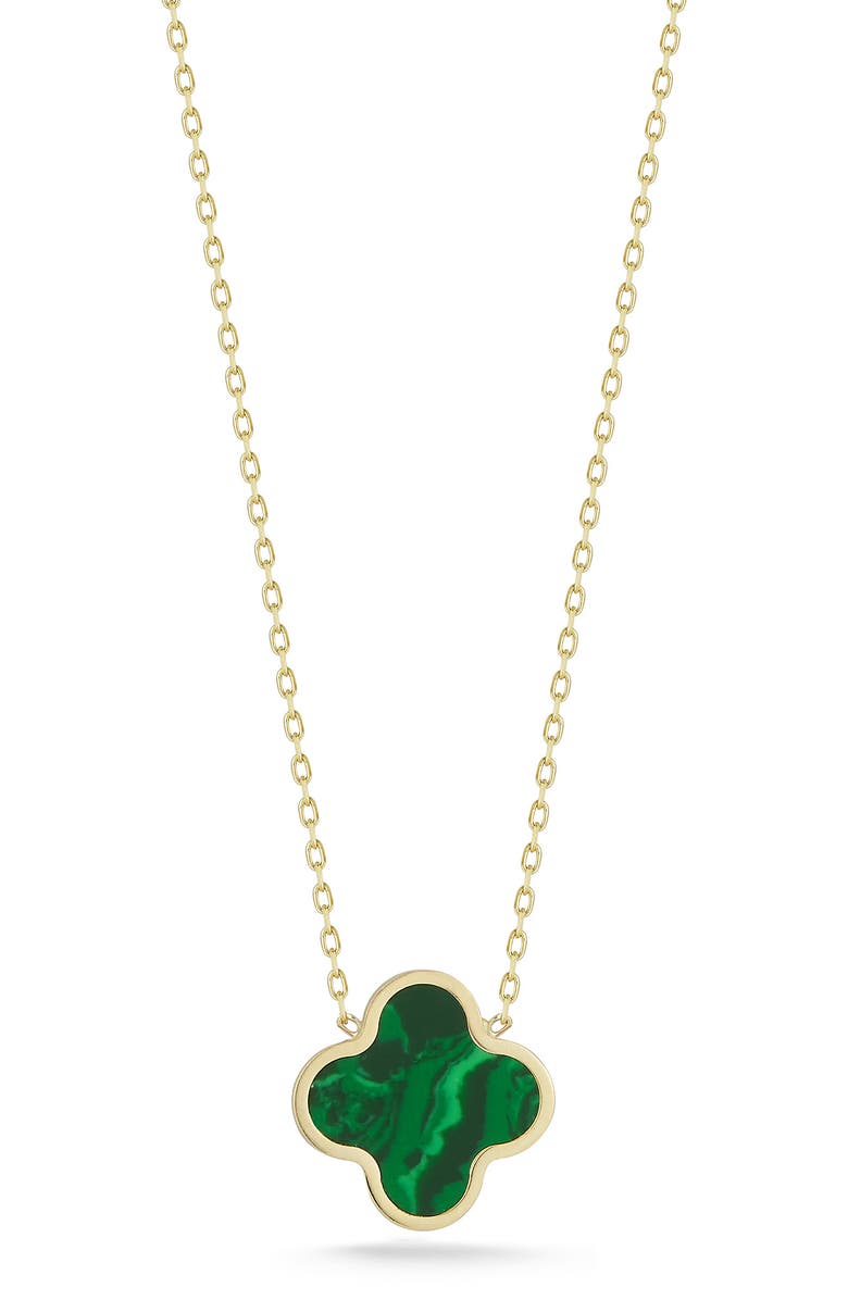 Ember Fine Jewelry 14k Gold Onyx Clover Necklace, Main, color, Gold